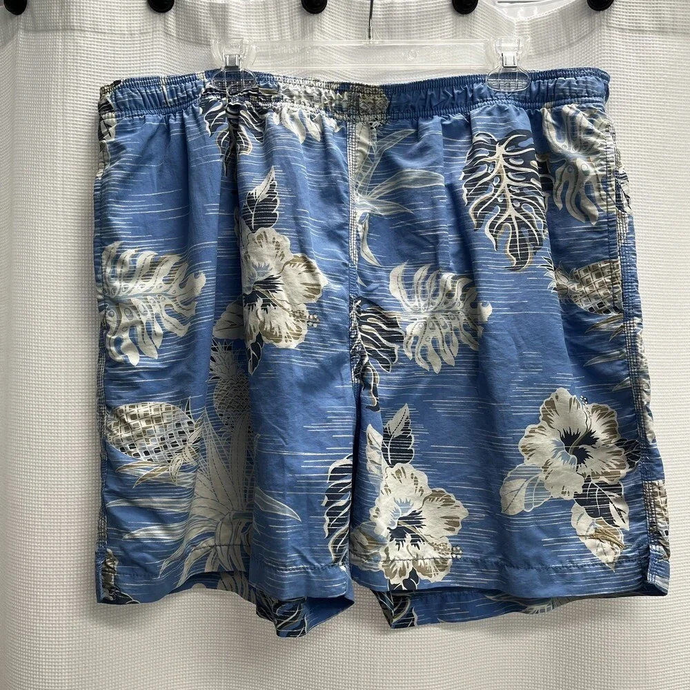 Tommy Bahama Relax Mens Blue Floral Swim Trunks XL Beach Classic‎